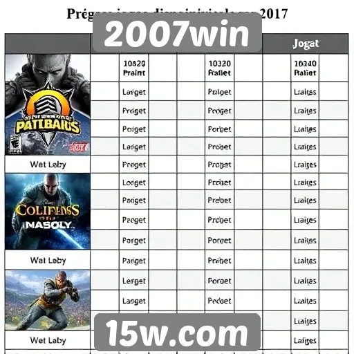 Comparativo de jogos disponíveis no 2007win